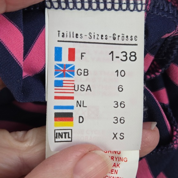 Saint James‎ Navy Pink Stripe Boat Neck 3/4 Sleeve Top Women's Size US 6 - Picture 4 of 9